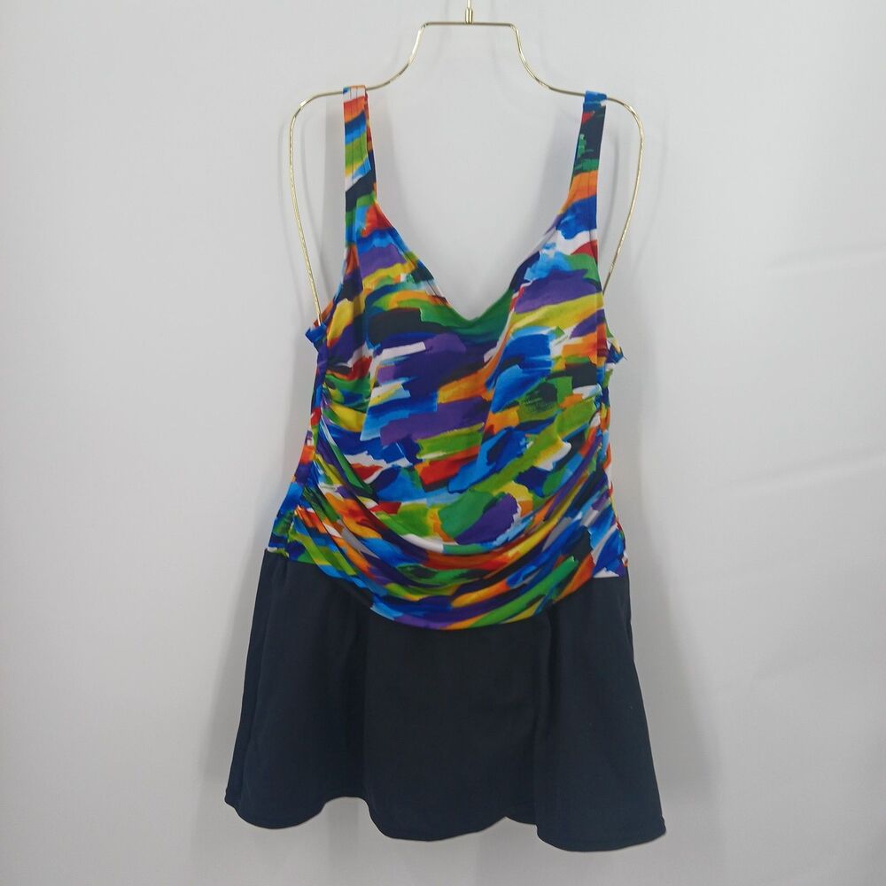 Suddenly Swim By Catalina Floral Swim Dress Women XL Multicolor Summer Tropical